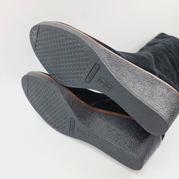 Aerosoles Women's Black Suede Binocular Wedge Knee High Heeled Boot Size 8 - Picture 7 of 8